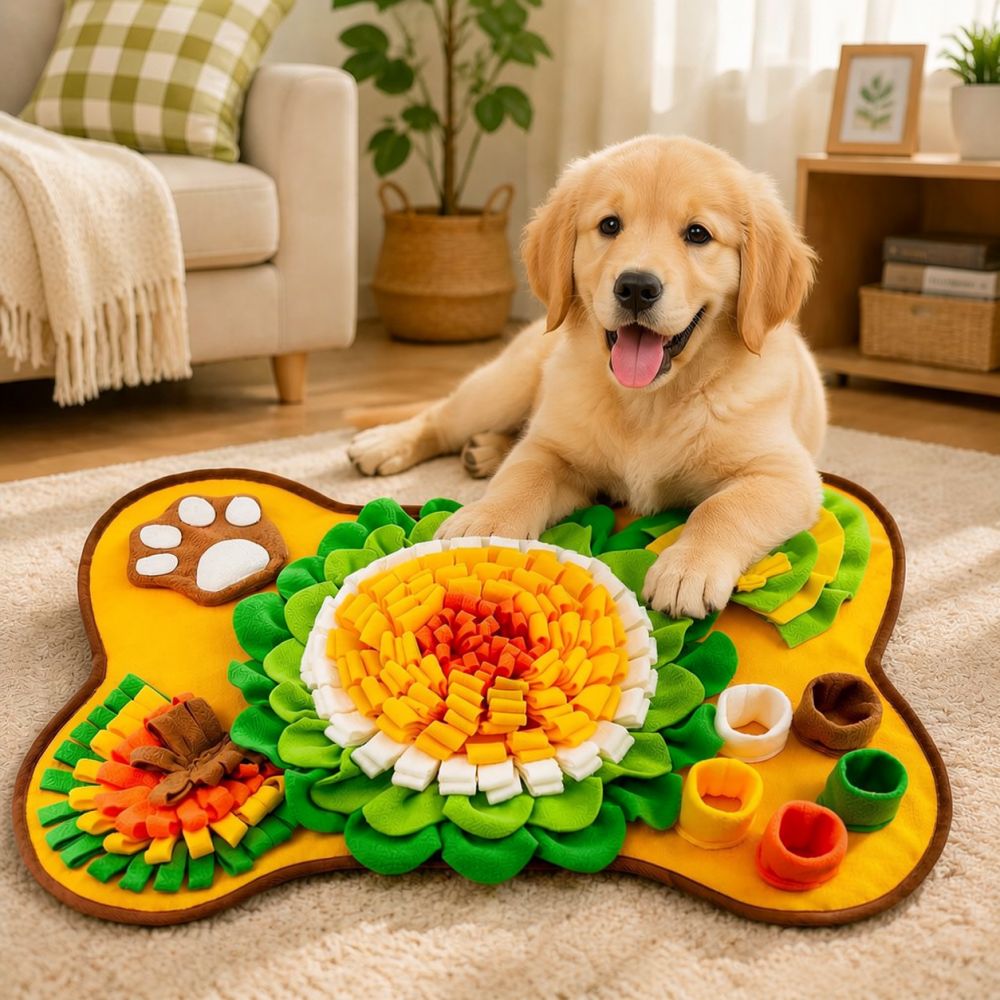 Dog Puzzle Feeder Toy - حصيرة تدريب للكلاب على شكل عظمة،
